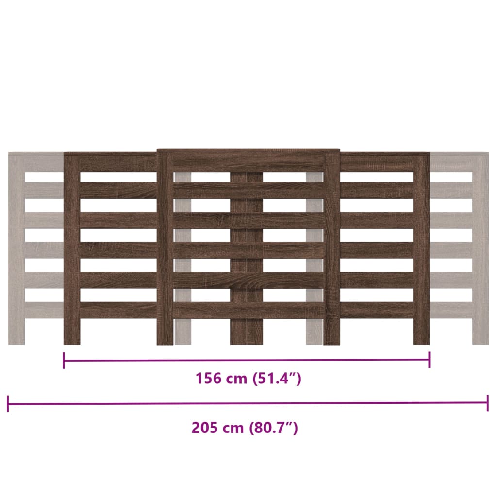 vidaXL Κάλυμμα Καλοριφέρ Καφέ Δρυς 205x21,5x83,5εκ. Επεξεργασμένο Ξύλο