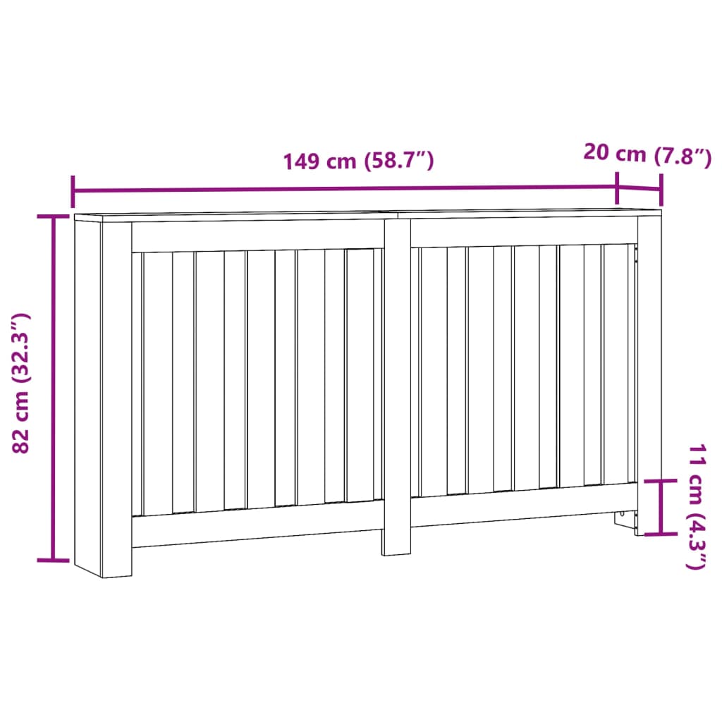 vidaXL Κάλυμμα Καλοριφέρ Sonoma Δρυς 149x20x82 εκ. Επεξεργασμένο Ξύλο