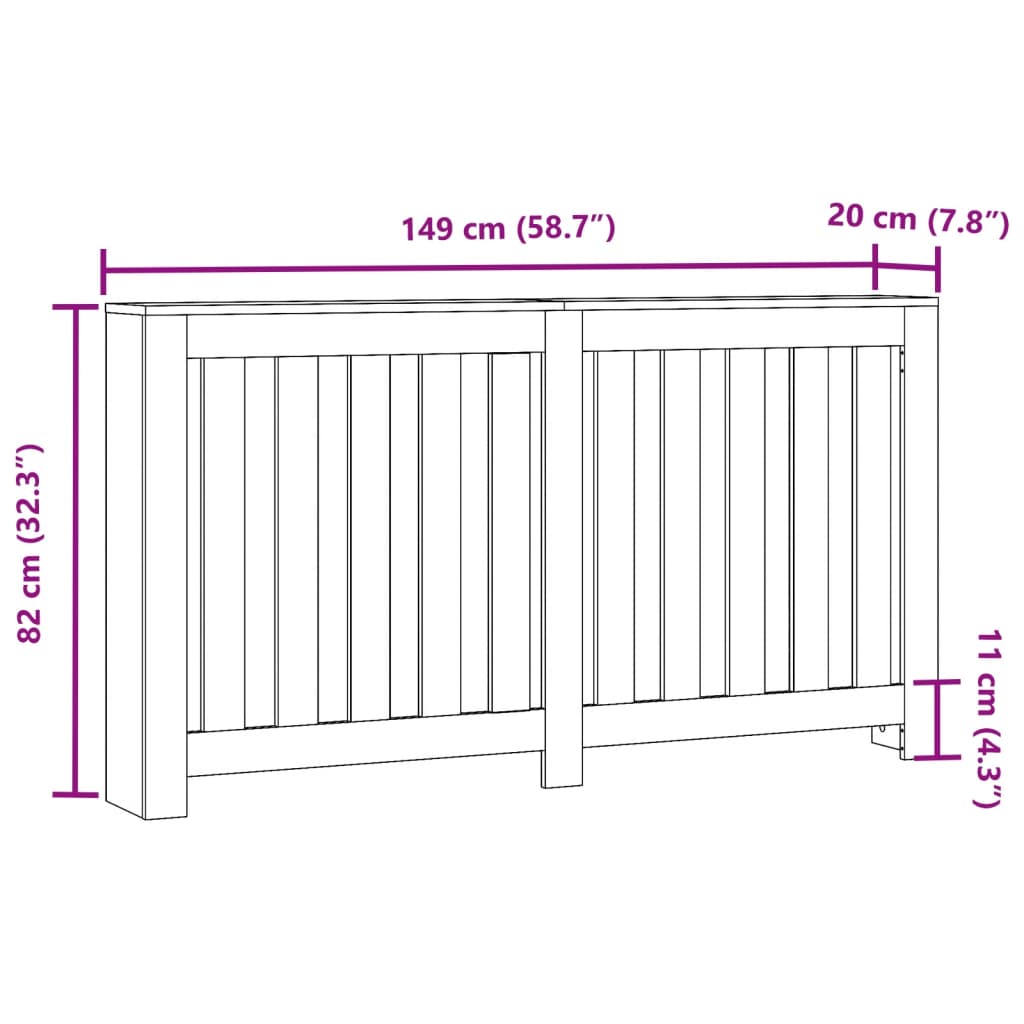 vidaXL Κάλυμμα Καλοριφέρ Καπνιστή Δρυς 149x20x82εκ. Επεξεργασμένο Ξύλο