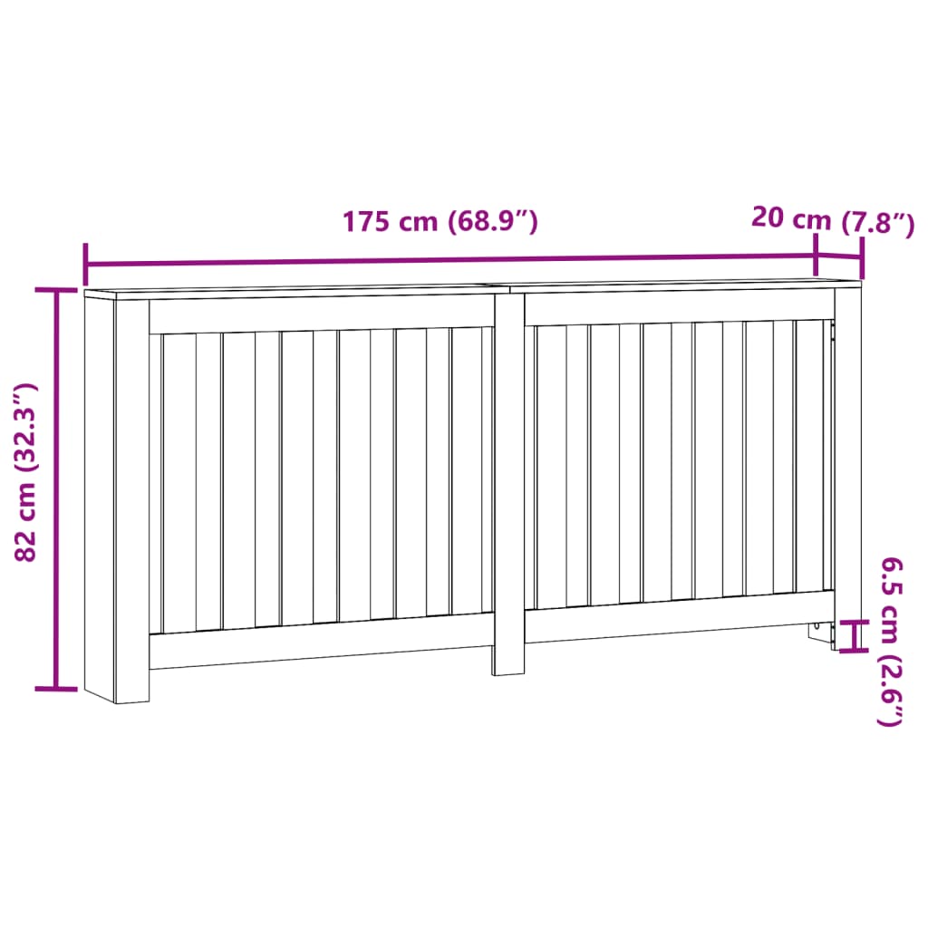 vidaXL Κάλυμμα Καλοριφέρ Λευκό 175x20x82 εκ. από Επεξεργασμένο Ξύλο