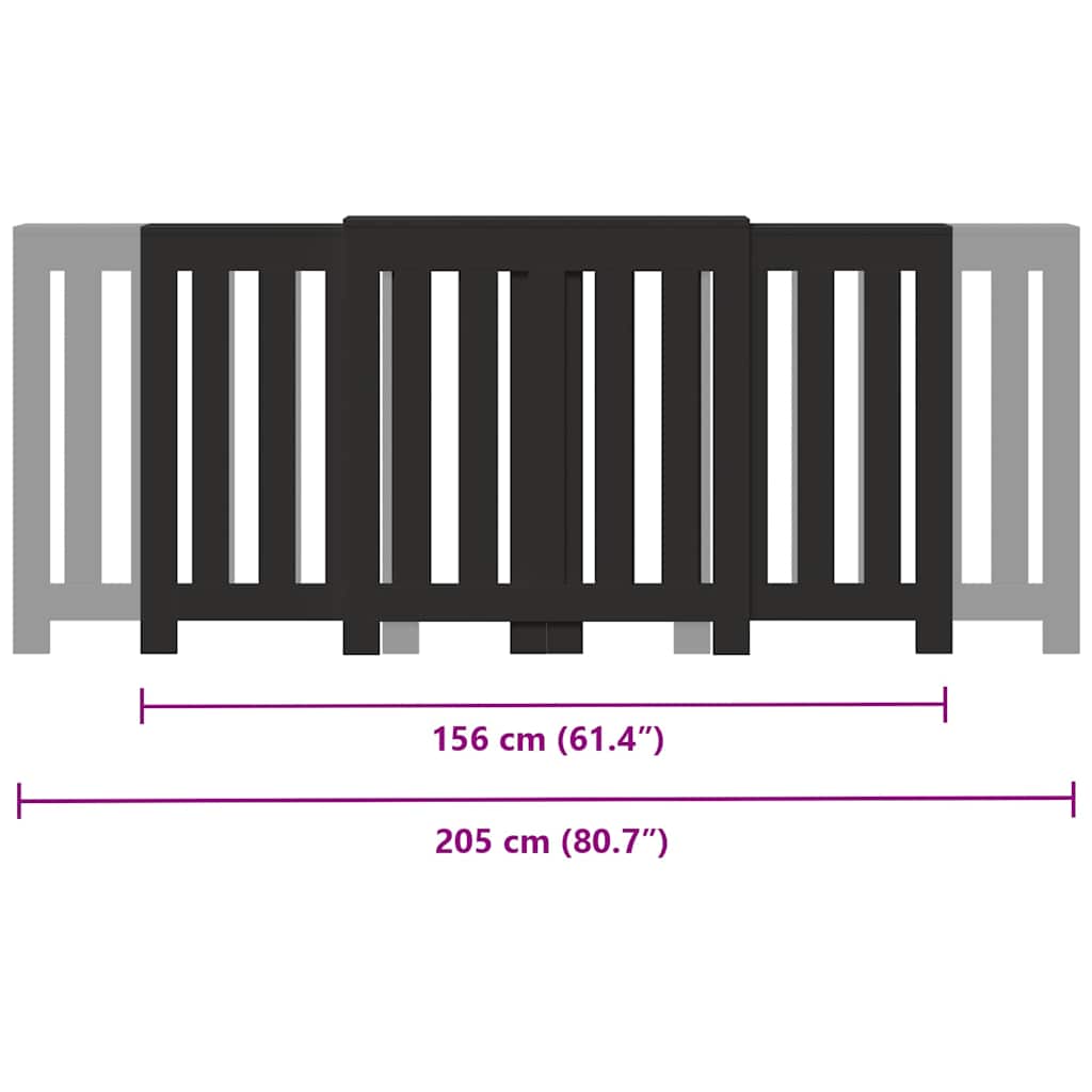vidaXL Κάλυμμα Καλοριφέρ Μαύρο 205x21,5x83,5εκ. από Επεξεργασμένο Ξύλο
