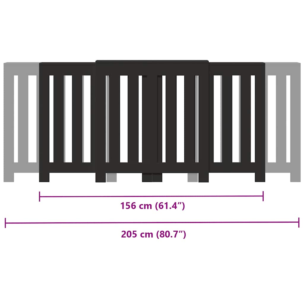 vidaXL Κάλυμμα Καλοριφέρ Μαύρο 205x21,5x83,5εκ. από Επεξεργασμένο Ξύλο