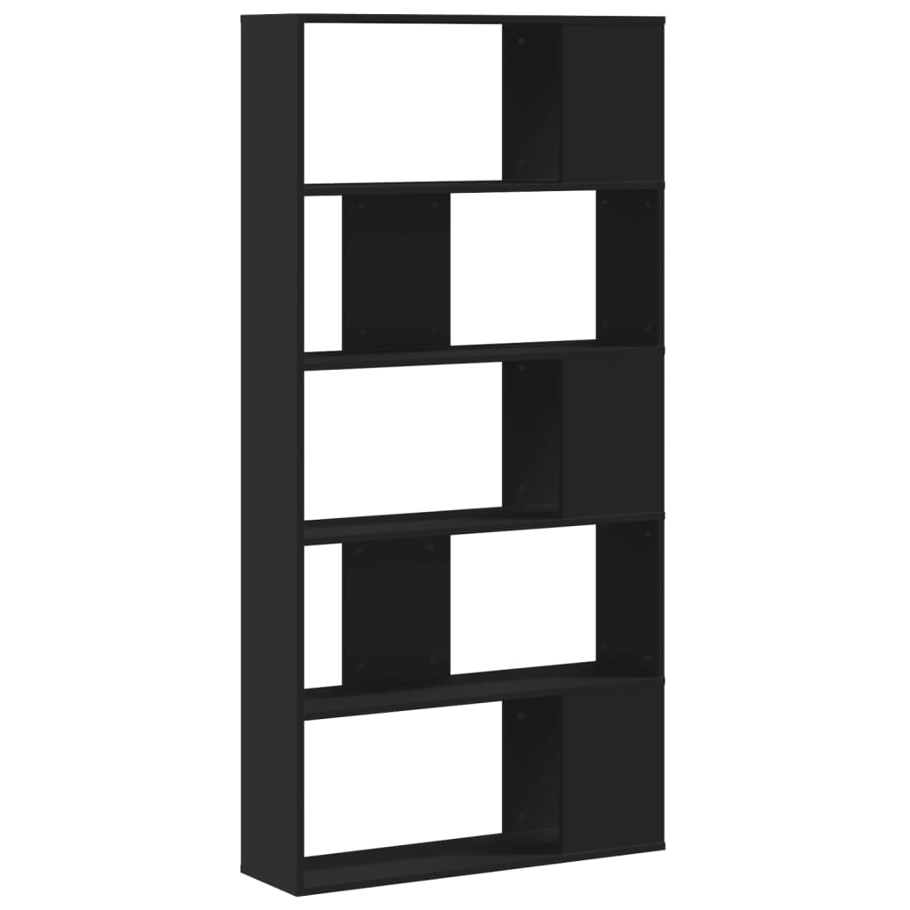 vidaXL Βιβλιοθήκη 5 Επιπέδων Μαύρη 80,5x23,5x162,5 εκ. Επεξεργ. Ξύλο