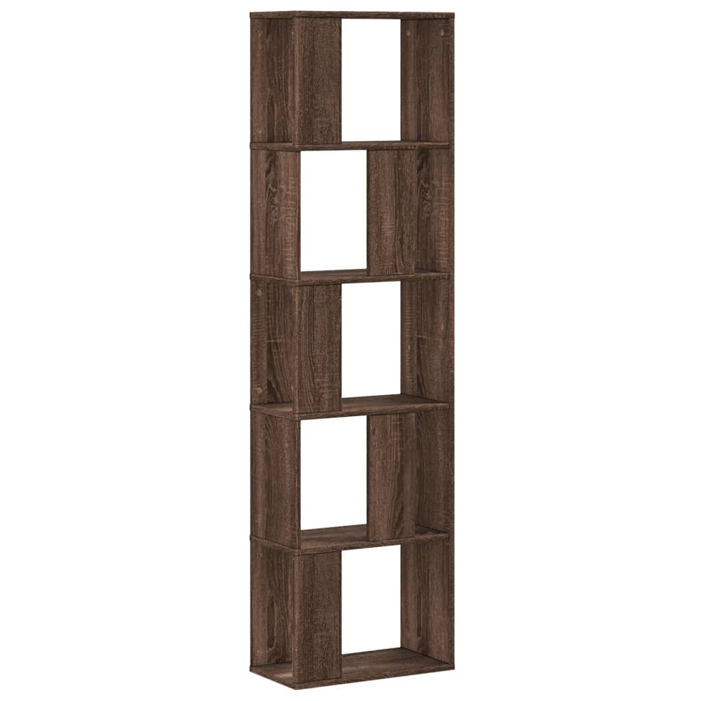 vidaXL Βιβλιοθήκη 5 Επιπέδων Καφέ Δρυς 45x23,5x162,5 εκ. Επεξεργ. Ξύλο