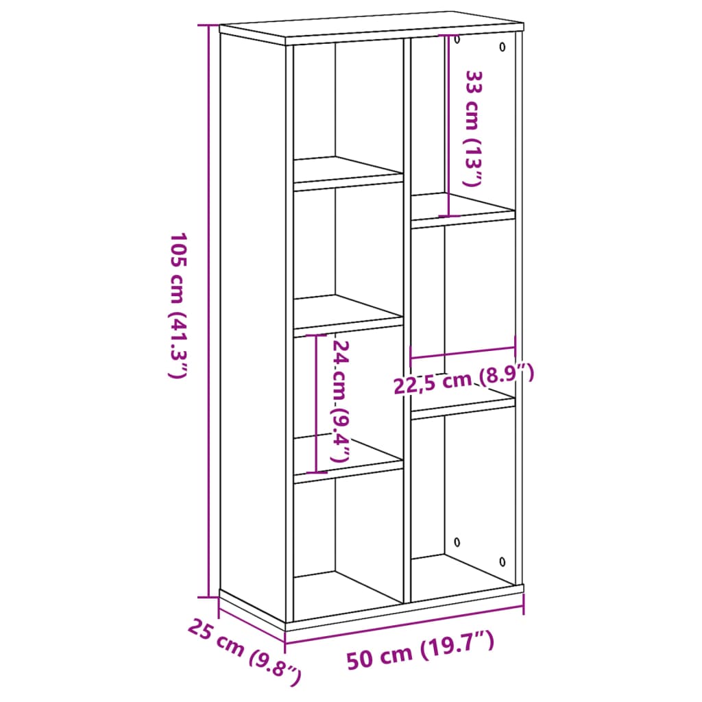 vidaXL Βιβλιοθήκη Καφέ Δρυς 50x25x105 εκ. από Επεξεργασμένο Ξύλο