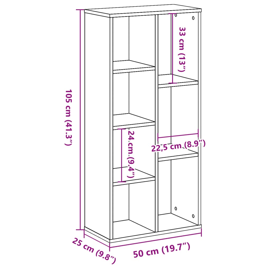 vidaXL Βιβλιοθήκη Αρτισιανή Δρυς 50x25x105 εκ. από Επεξεργασμένο Ξύλο