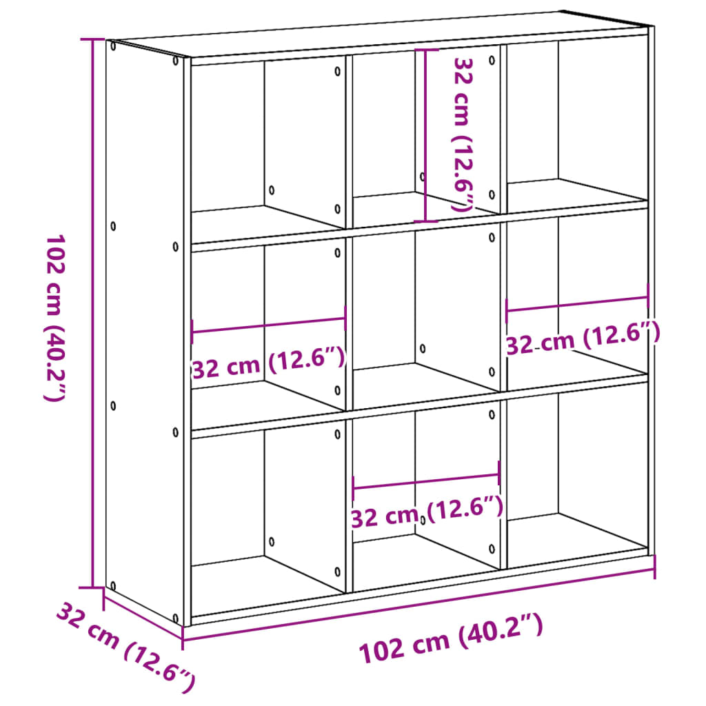 vidaXL Βιβλιοθήκη Sonoma Δρυς 102x32x102 εκ. από Επεξεργασμένο Ξύλο