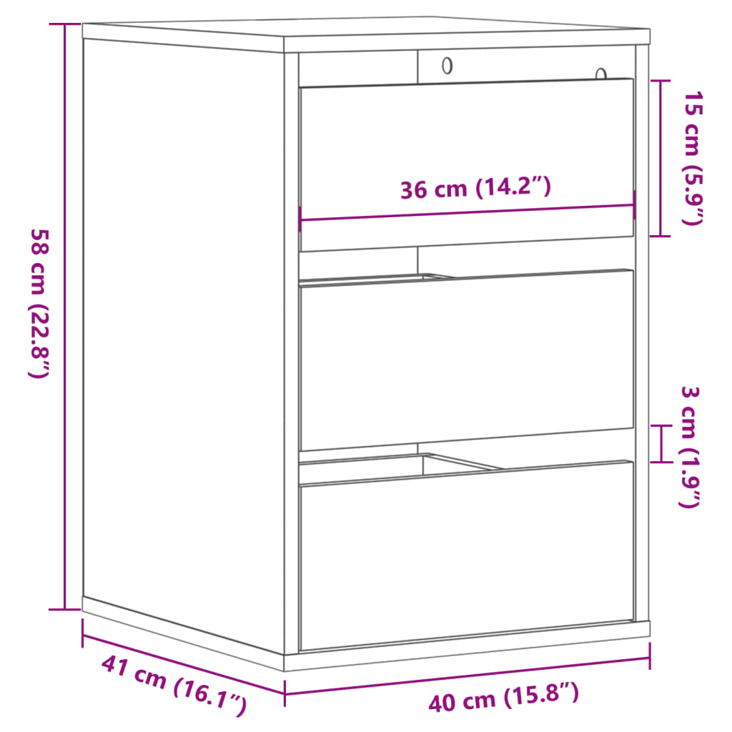 vidaXL Συρταριέρα Γωανική Λευκή 40x41x58 εκ. από Επεξεργασμένο Ξύλο