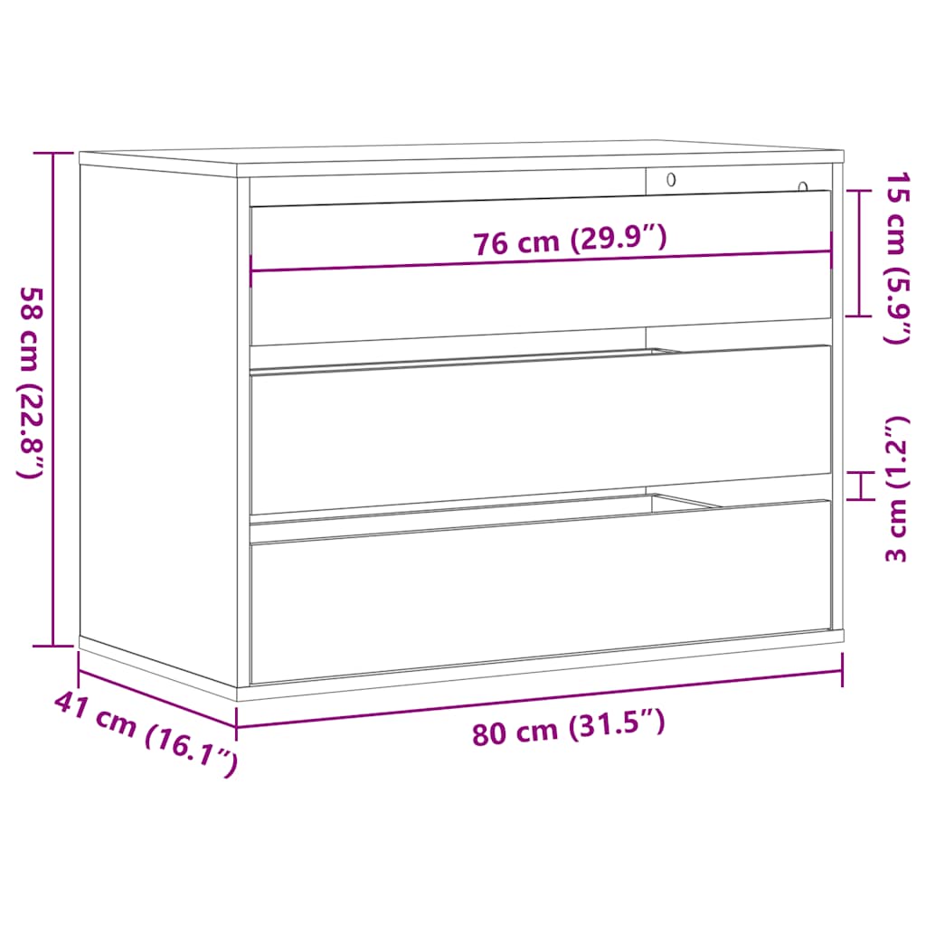vidaXL Συρταριέρα Γωανική Λευκή 80x41x58 εκ. από Επεξεργασμένο Ξύλο