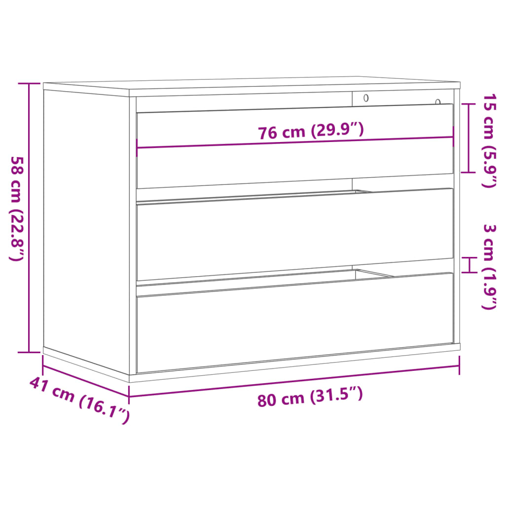 vidaXL Συρταριέρα Sonoma Δρυς 80x41x58 εκ. από Επεξεργ. Ξύλο