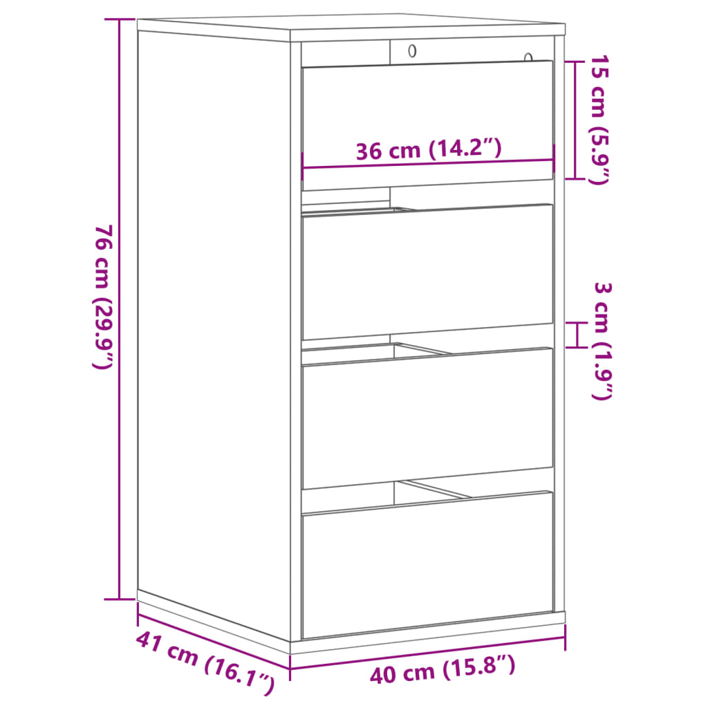 vidaXL Συρταριέρα Sonoma Δρυς 40x41x76 εκ. από Επεξεργ. Ξύλο