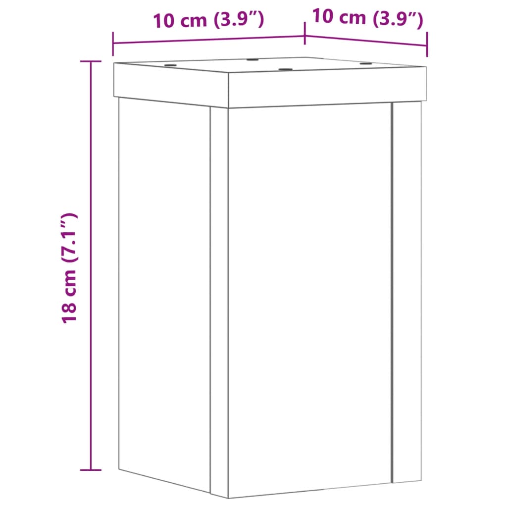 vidaXL Βάσεις Φυτών 2 τεμ. Αρτισιανή Δρυς 10x10x18 εκ. Επεξ. Ξύλο