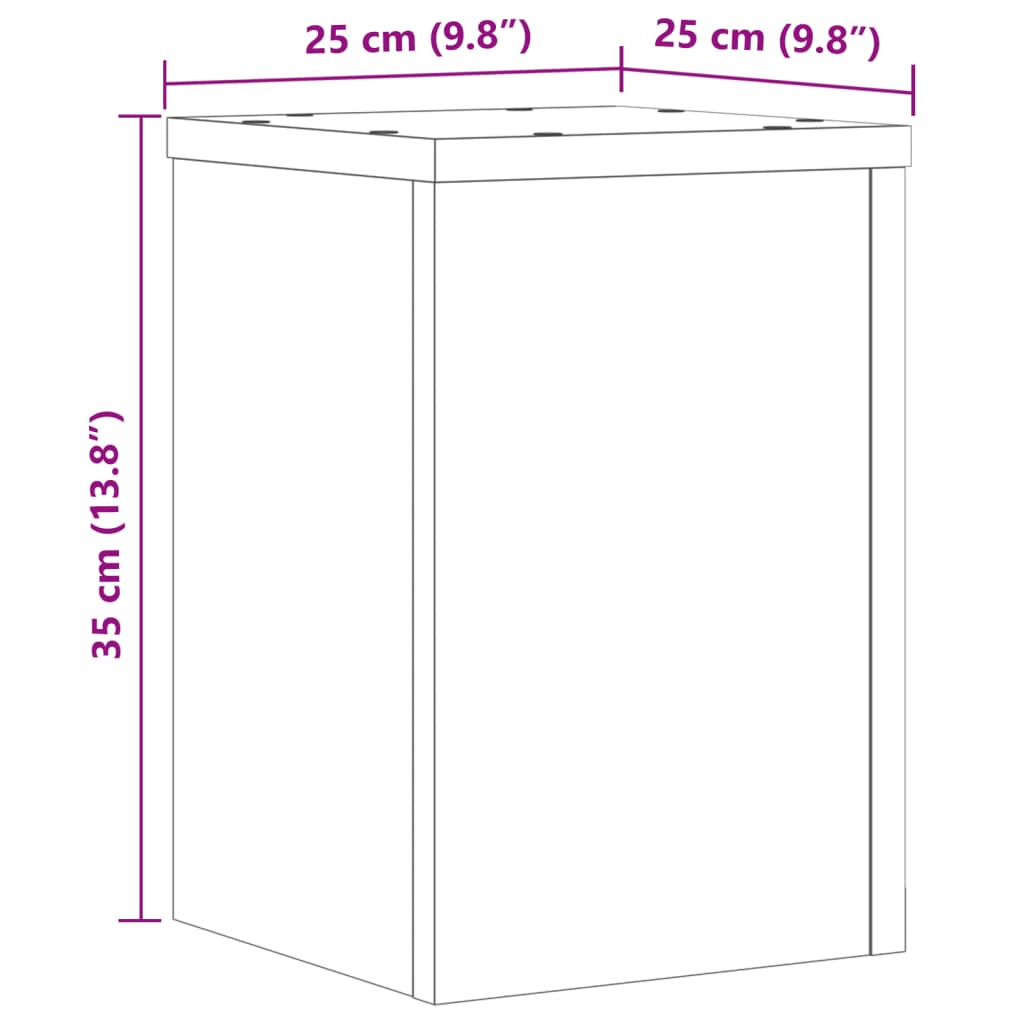 vidaXL Βάσεις Φυτών 2 Τεμ. Καφέ Δρυς 25x25x35 εκ. Επεξεργασμένο Ξύλο