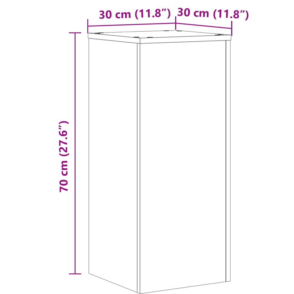 vidaXL Βάσεις Φυτών 2 τεμ. Λευκές 30x30x70 εκ. από Επεξεργασμένο Ξύλο