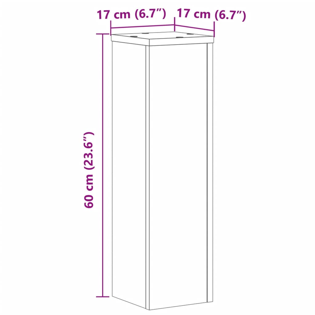 vidaXL Βάσεις Φυτών 2 Τεμ. Γκρι Sonoma 17x17x60 εκ. Επεξεργασμένο Ξύλο