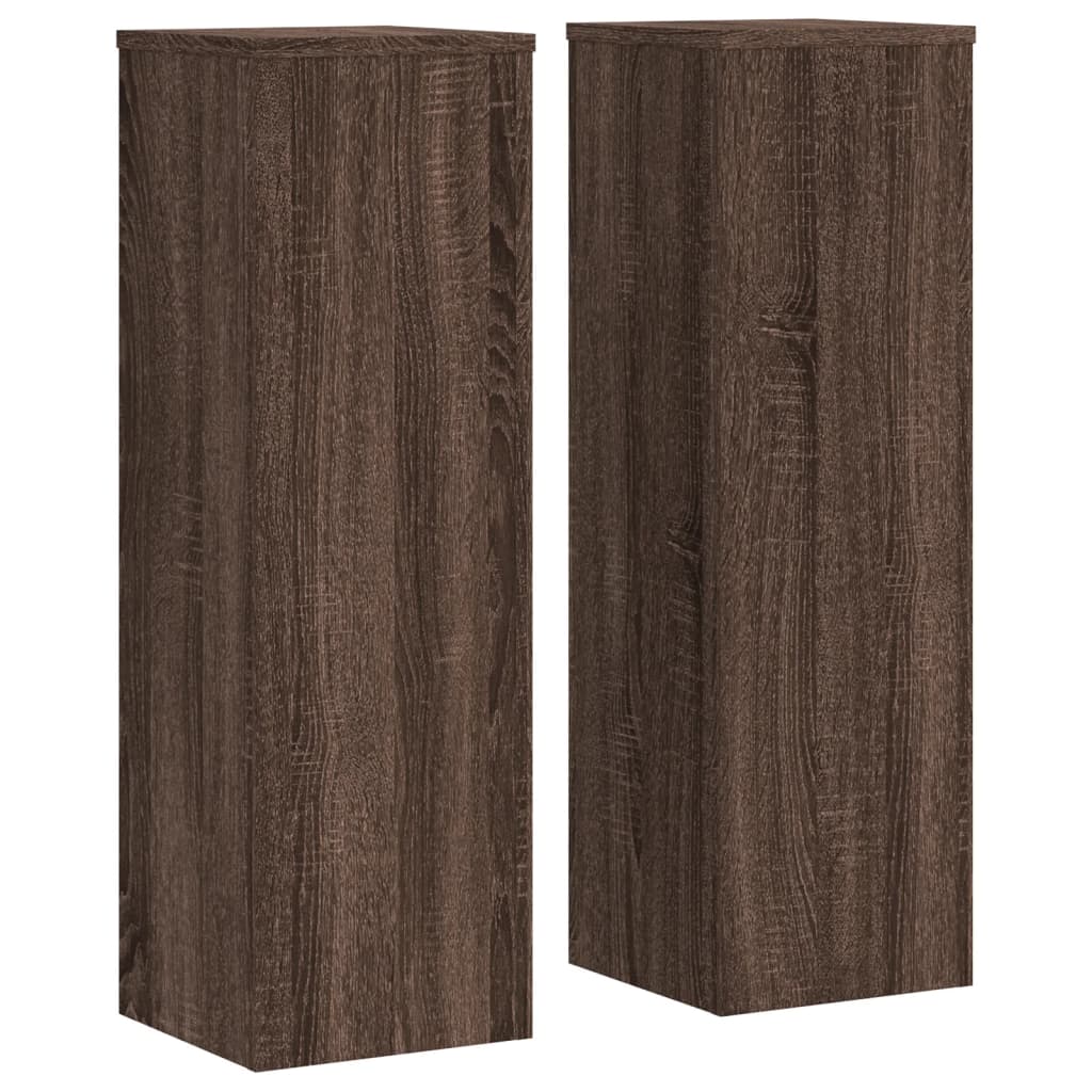vidaXL Βάσεις Φυτών 2 Τεμ. Καφέ Δρυς 25x25x80 εκ. Επεξεργασμένο Ξύλο