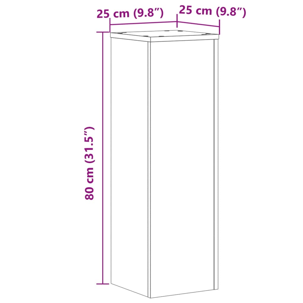 vidaXL Βάσεις Φυτών 2 τεμ. Όψη Παλαιού Ξύλου 25x25x80 εκ. Επεξ. Ξύλο