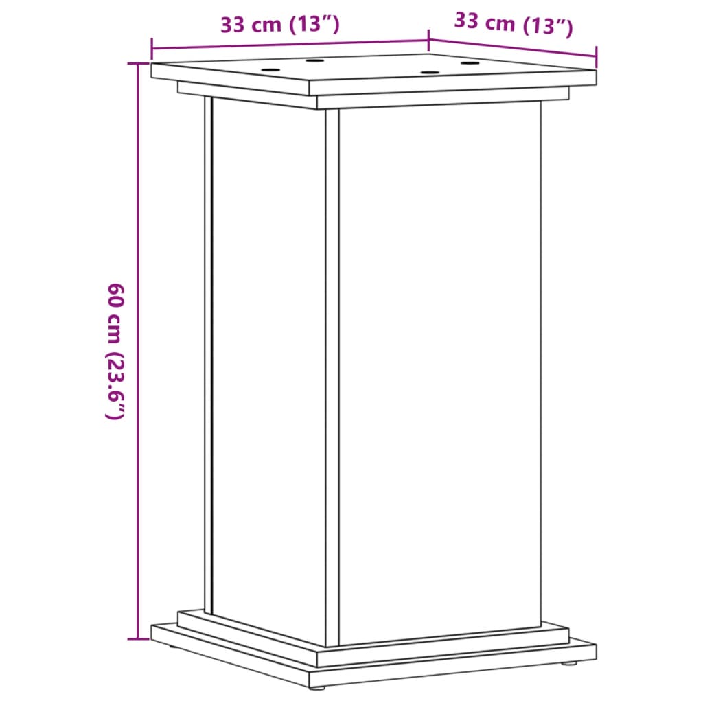 vidaXL Βάσεις Φυτών Αρτισιανή Δρυς 33x33x60 εκ. Επεξ. Ξύλο