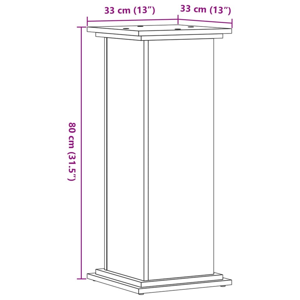 vidaXL Βάσεις Φυτών Καπνιστή Δρυς 33x33x80 εκ Επεξεργασμένο Ξύλο