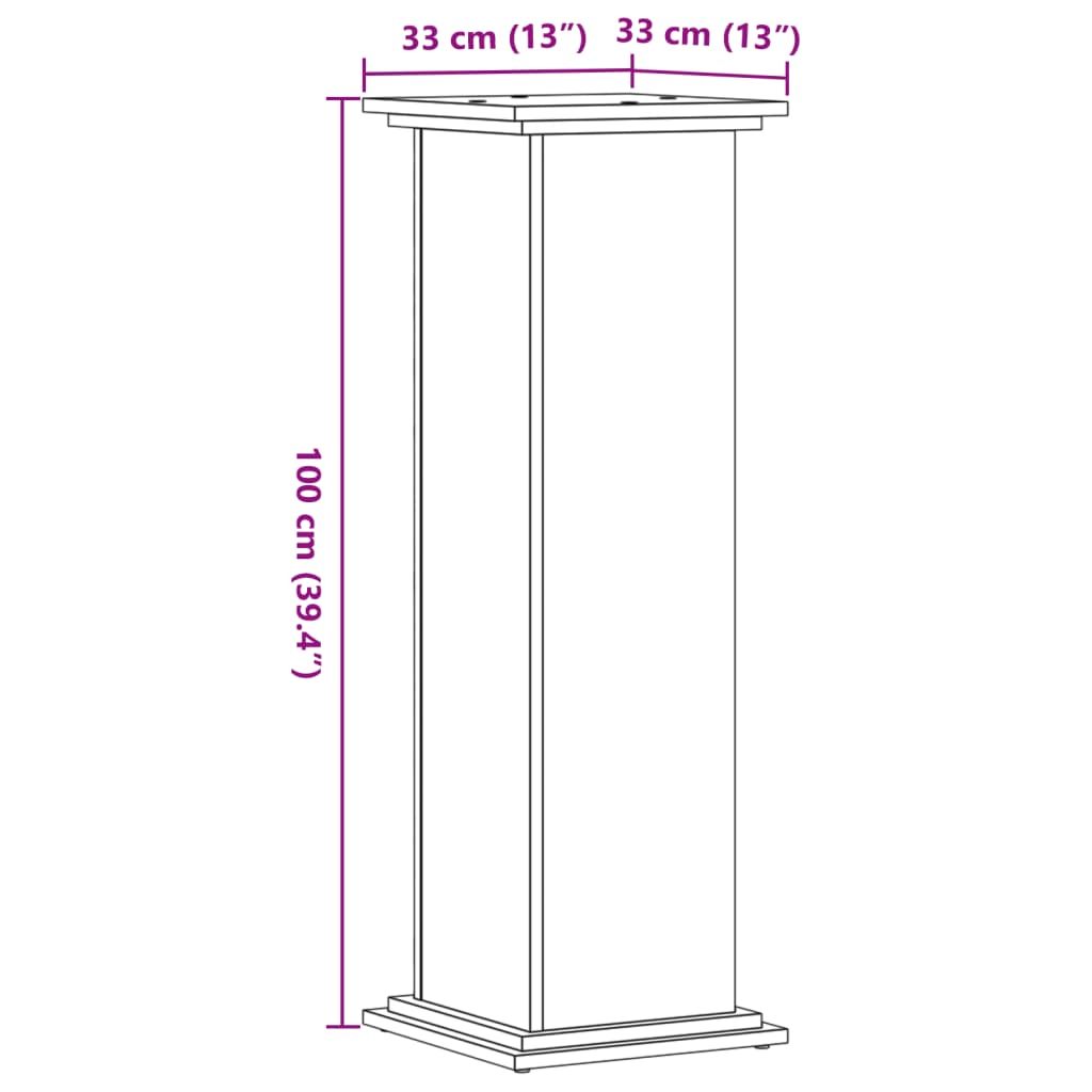 vidaXL Βάσεις Φυτών Καπνιστή Δρυς 33x33x100εκ Επεξεργασμένο Ξύλο