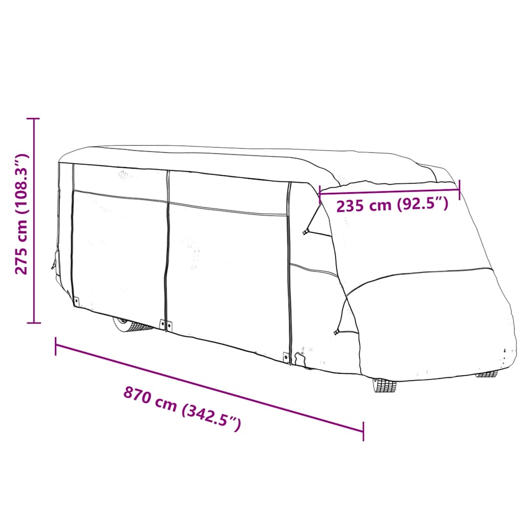 vidaXL Καλύμματα αυτοκινούμενων γκρι 870x235x275 cm μη υφασμένο ύφασμα