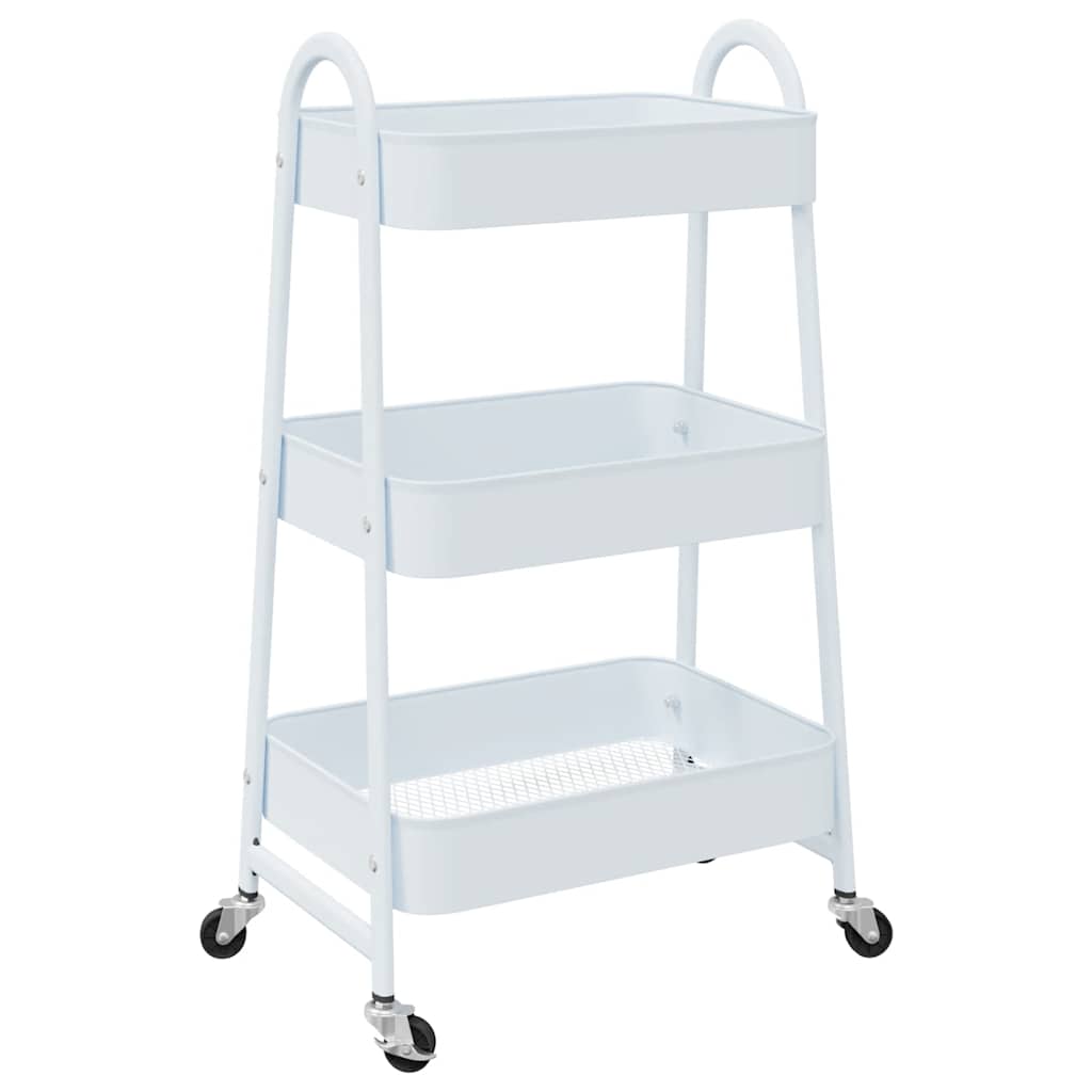vidaXL Τρόλεϊ αποθήκευσης 3 επιπέδων Λευκό 42x41,5x77 cm Χάλυβας
