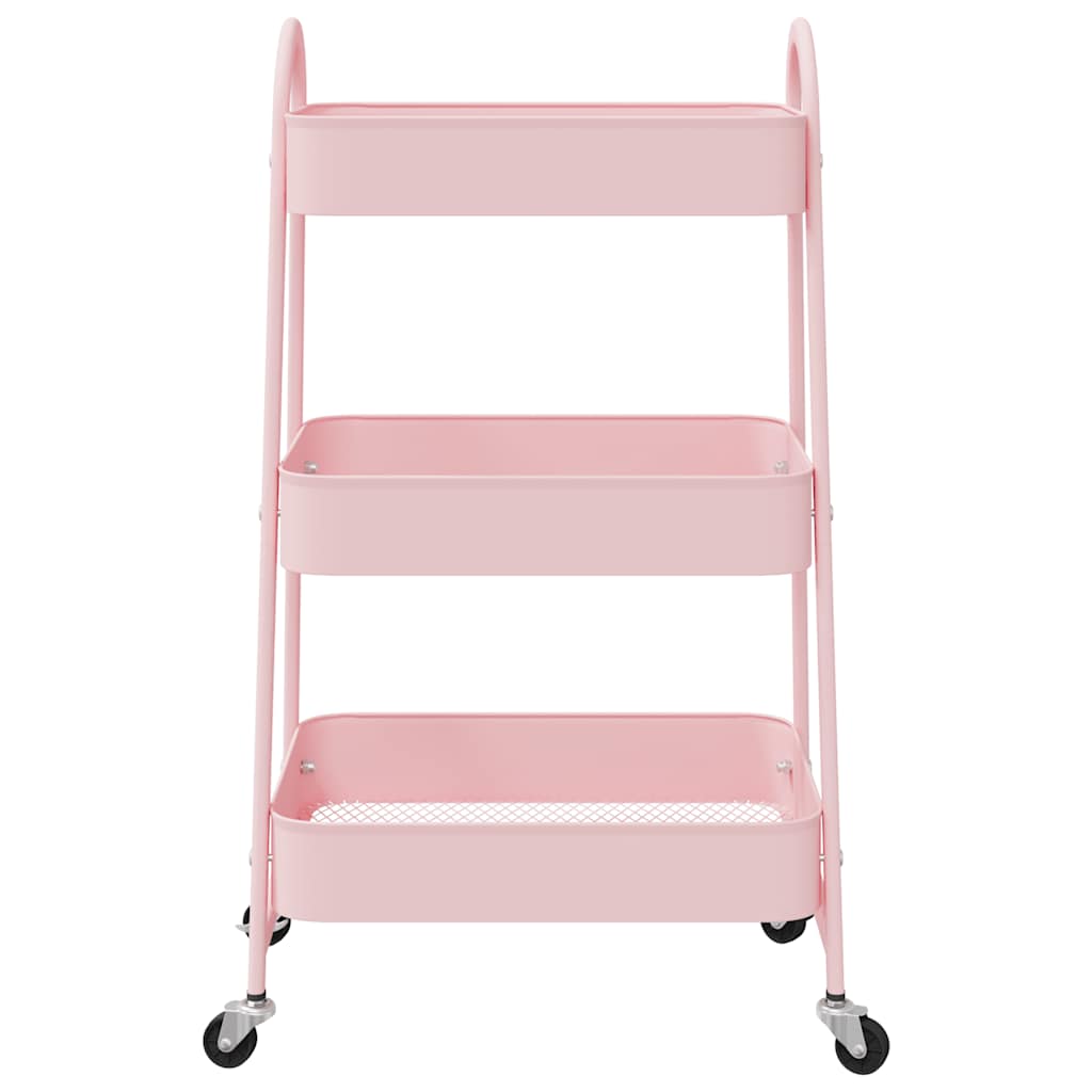 vidaXL Τρόλεϊ αποθήκευσης 3 επιπέδων ροζ 42x41,5x77 cm Ατσάλι