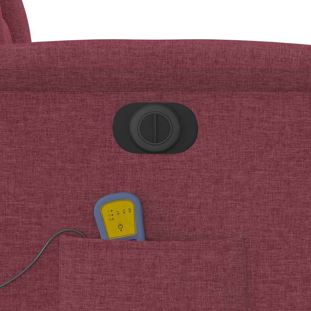 vidaXL Πολυθρόνα Μασάζ Ηλεκτρική Ανακλινόμενη Μπορντό Υφασμάτινη