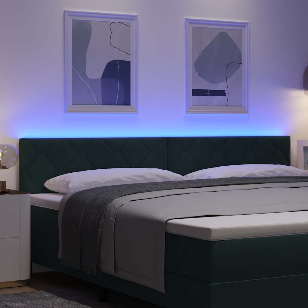 vidaXL LED Κεφαλάρι Σχεδίαση Δαχτυλίδι Σκούρο Πράσινο 200 εκ Βελούδο