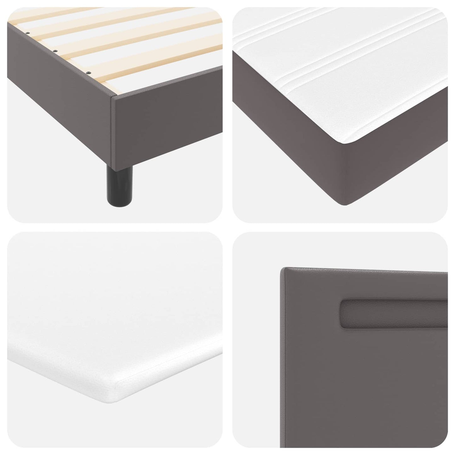 vidaXL Κρεβάτι με ελατήρια με στρώμα Γκρι 90 x 200 cm Τεχνητό δέρμα