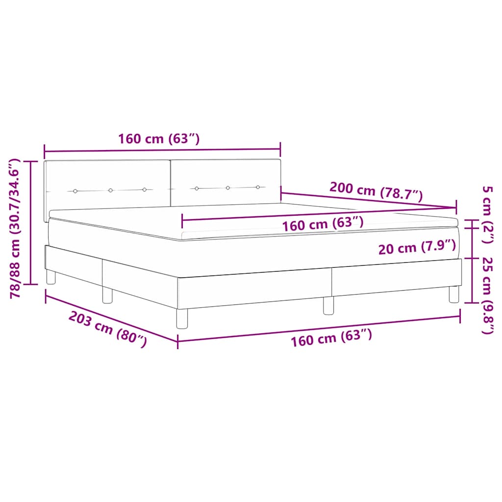 vidaXL Κρεβάτι με ελατήρια Σκούρο Πράσινο 160 x 200 cm Βελούδο