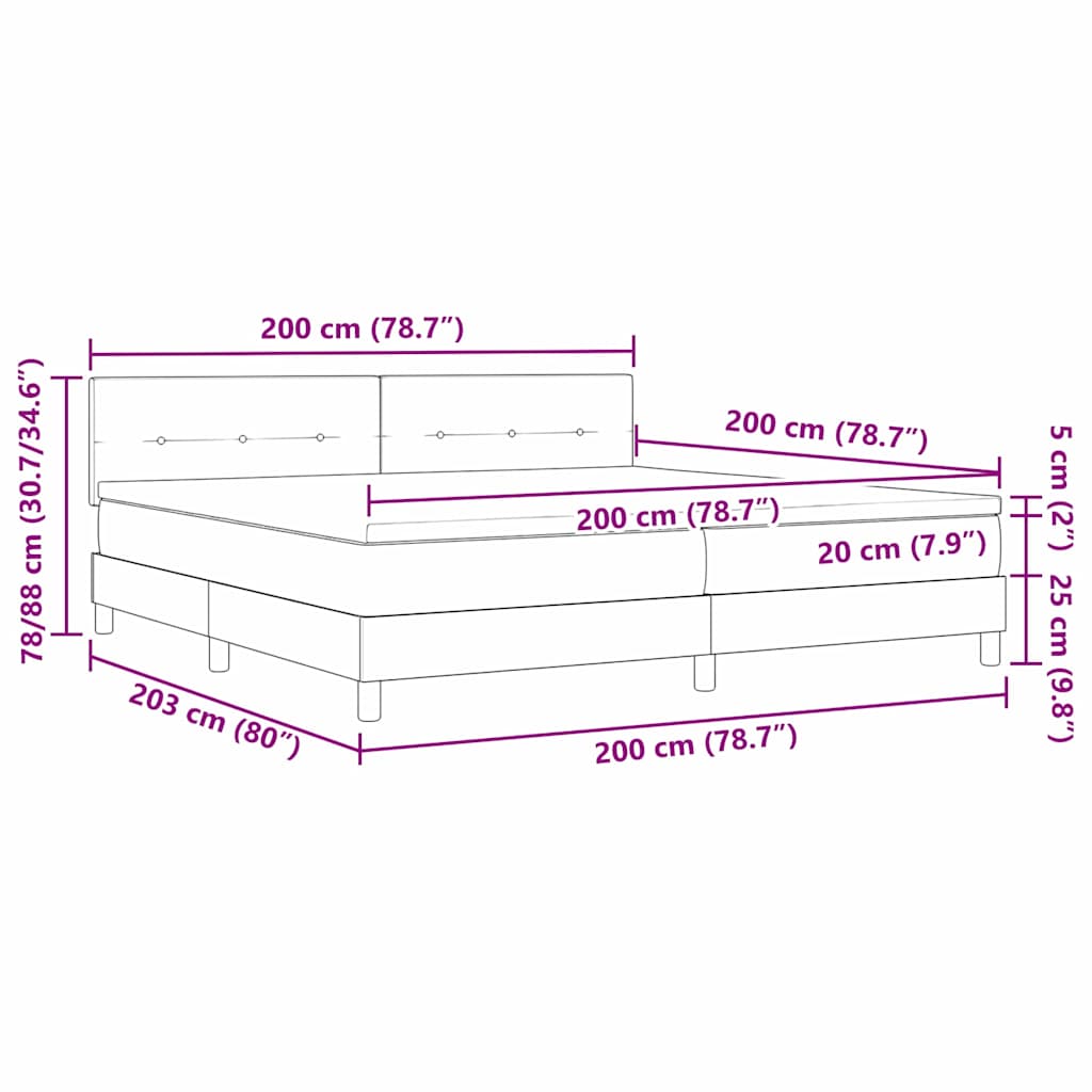 vidaXL Κρεβάτι με ελατήρια Σκούρο Μπλε 200 x 200 cm Βελούδο