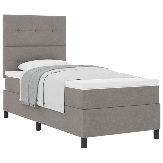 vidaXL Κρεβάτι με ελατήρια με κεφαλάρι Taupe 100 x 200 cm ύφασμα