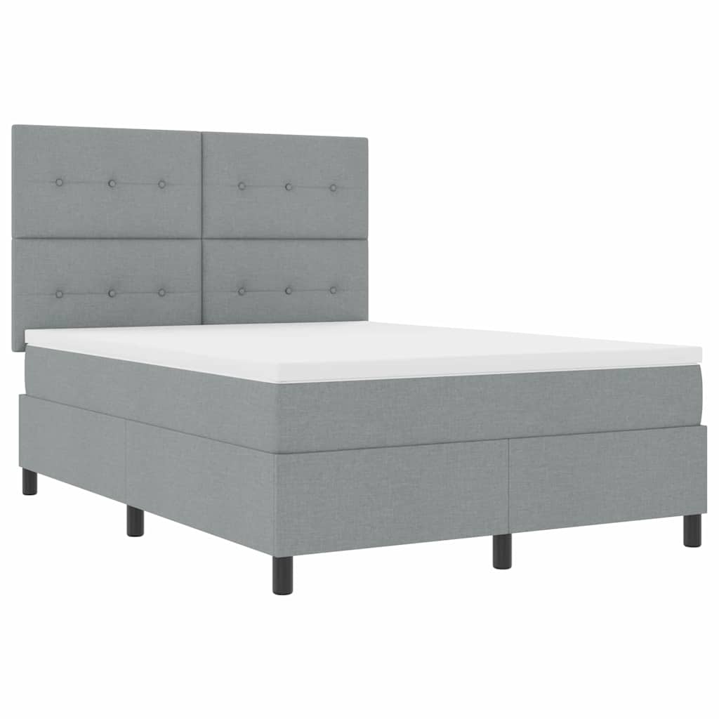 vidaXL Κρεβάτι με ελατήρια Ανοιχτό γκρι 140 x 190 cm ύφασμα