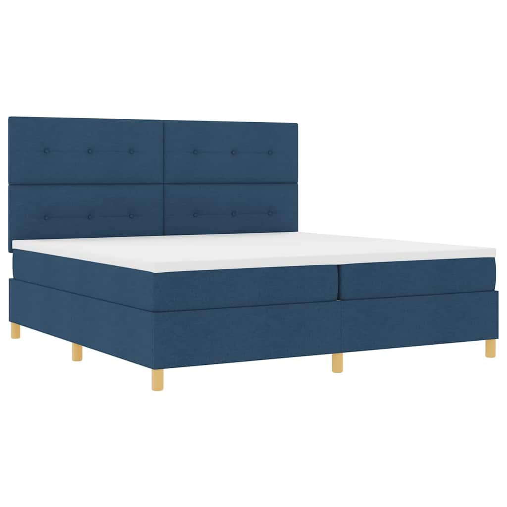 vidaXL Κρεβάτι με ελατήρια με κεφαλάρι Μπλε 200 x 200 cm ύφασμα