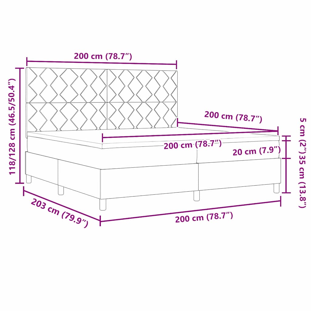 vidaXL Κρεβάτι με ελατήρια Ανοιχτό γκρι 200 x 200 cm ύφασμα