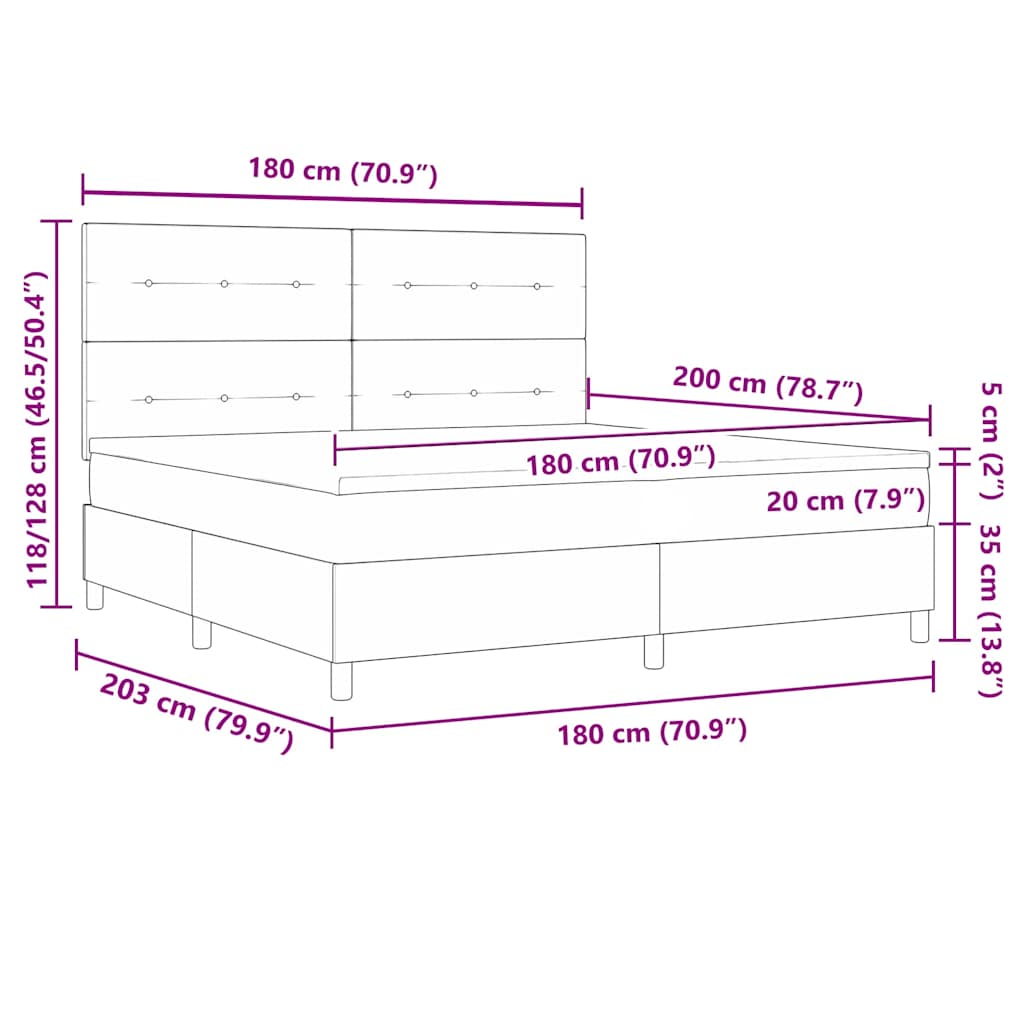 vidaXL Κρεβάτι με ελατήρια Ανοιχτό γκρι 180 x 200 cm Βελούδο