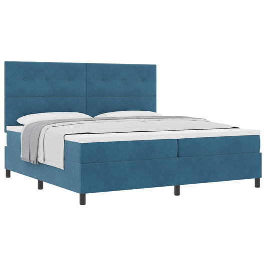 vidaXL Κρεβάτι με ελατήρια Σκούρο Μπλε 200 x 200 cm Βελούδο