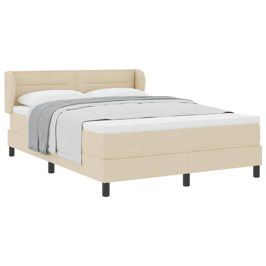 vidaXL Κρεβάτι με ελατήρια με στρώμα Κρεμ 140 x 190 cm ύφασμα