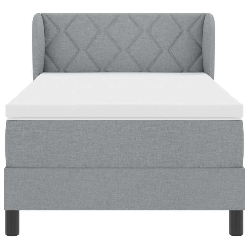 Box Spring Κρεβάτι με Στρώμα Light Grey 90x190 εκ. Υφασμάτινο