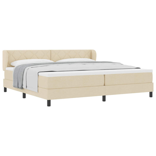 vidaXL Κρεβάτι με ελατήρια με κεφαλάρι Κρεμ 200 x 200 cm ύφασμα