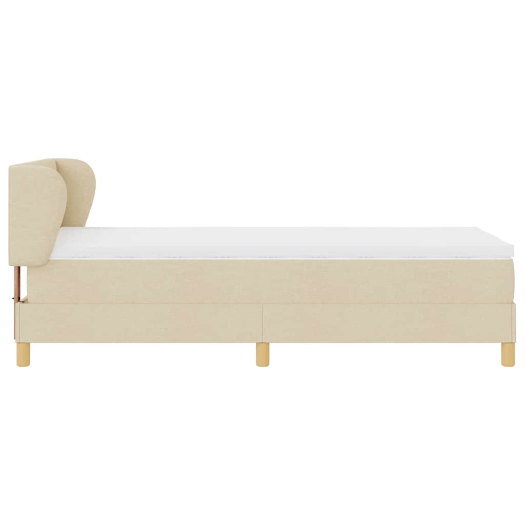 vidaXL Κρεβάτι με ελατήρια με κεφαλάρι Κρεμ 90 x 200 cm ύφασμα