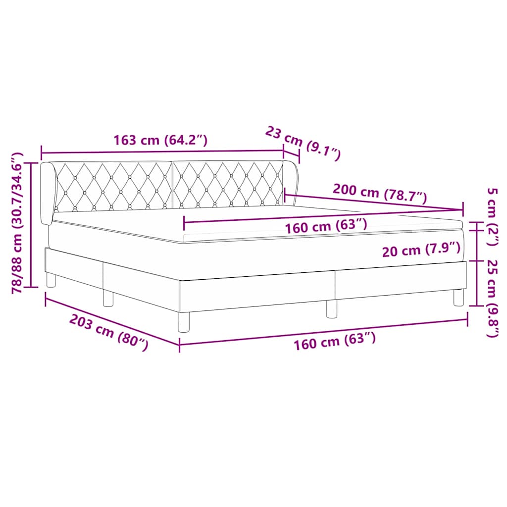 vidaXL Κρεβάτι με ελατήρια Σκούρο γκρι 160 x 200 cm Βελούδο