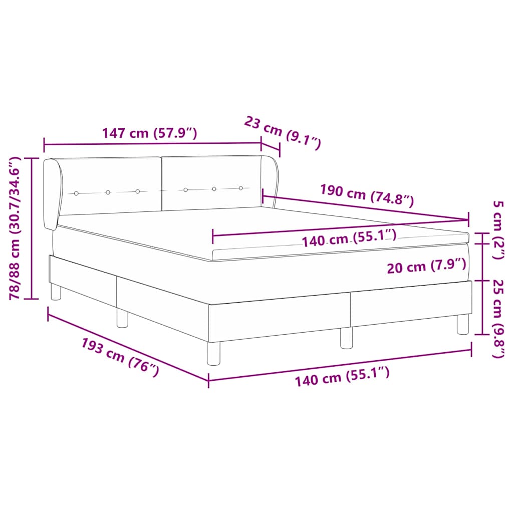 vidaXL Κρεβάτι με ελατήρια Σκούρο πράσινο 140 x 190 cm Βελούδο