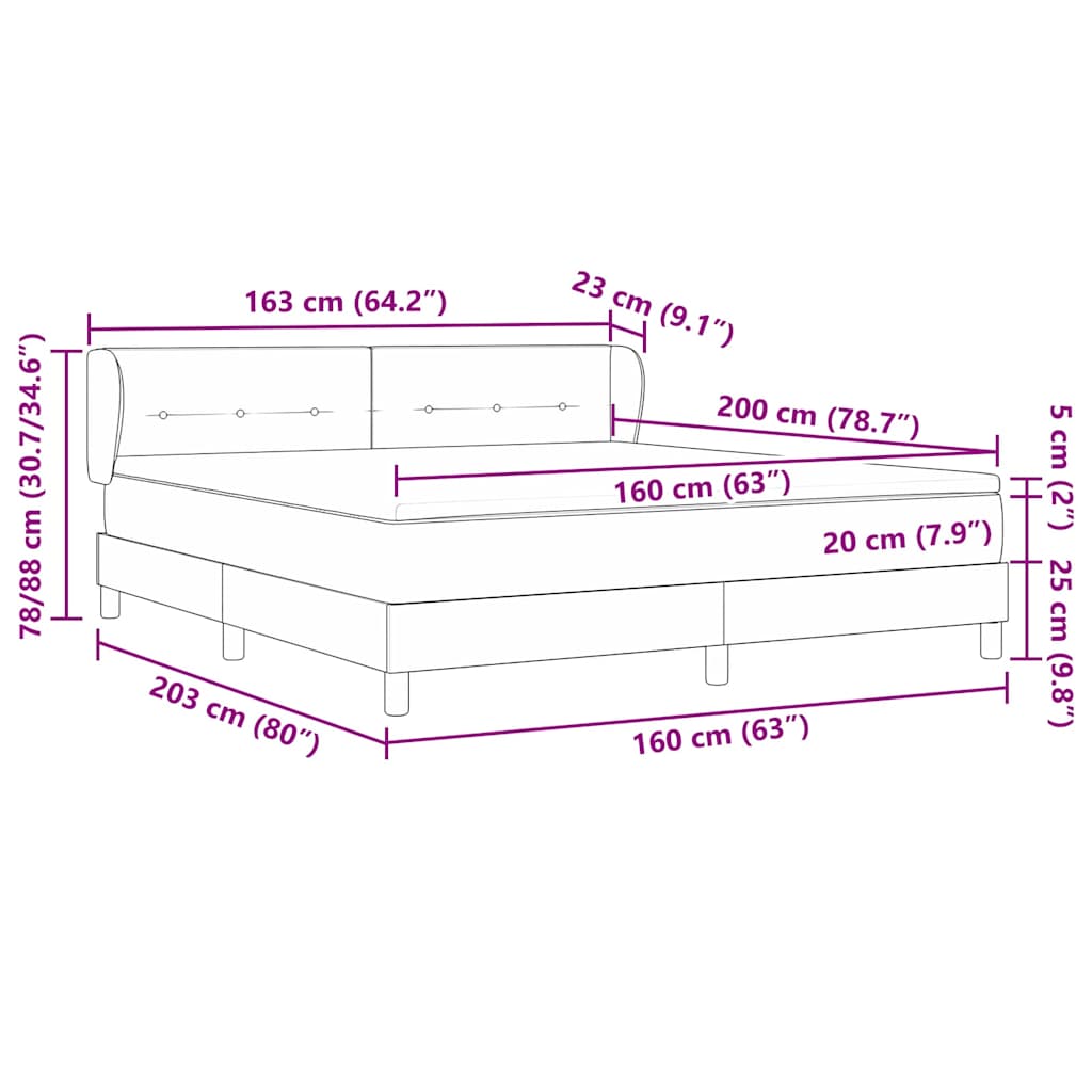 vidaXL Κρεβάτι με ελατήρια με κεφαλάρι Ροζ 160 x 200 cm Βελούδο