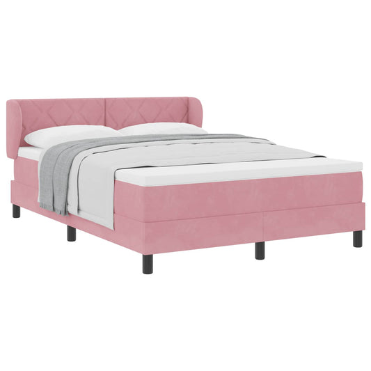 vidaXL Κρεβάτι με ελατήρια με κεφαλάρι Ροζ 160 x 200 cm Βελούδο