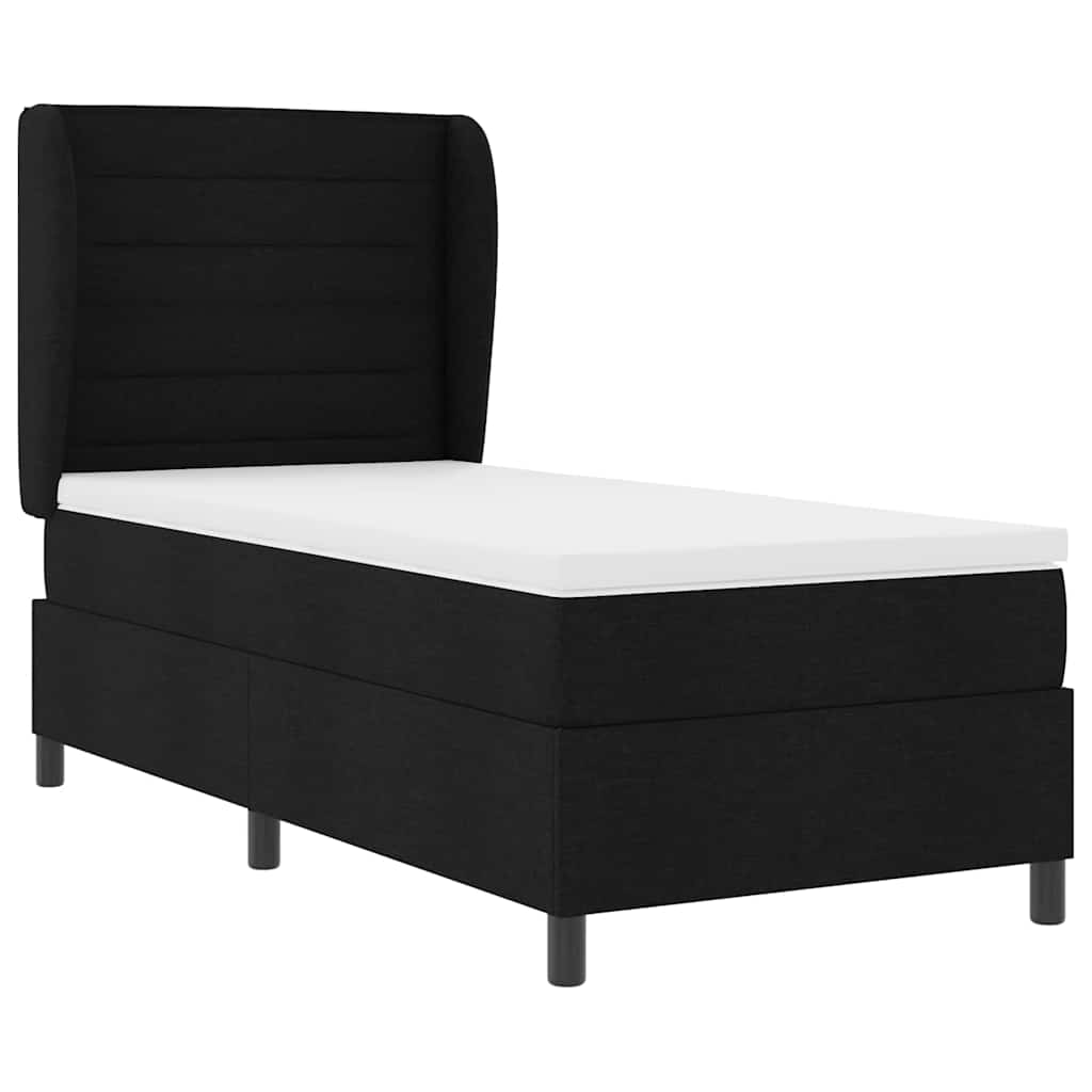 vidaXL Κρεβάτι με ελατήρια με στρώμα Μαύρο 90 x 190 cm ύφασμα