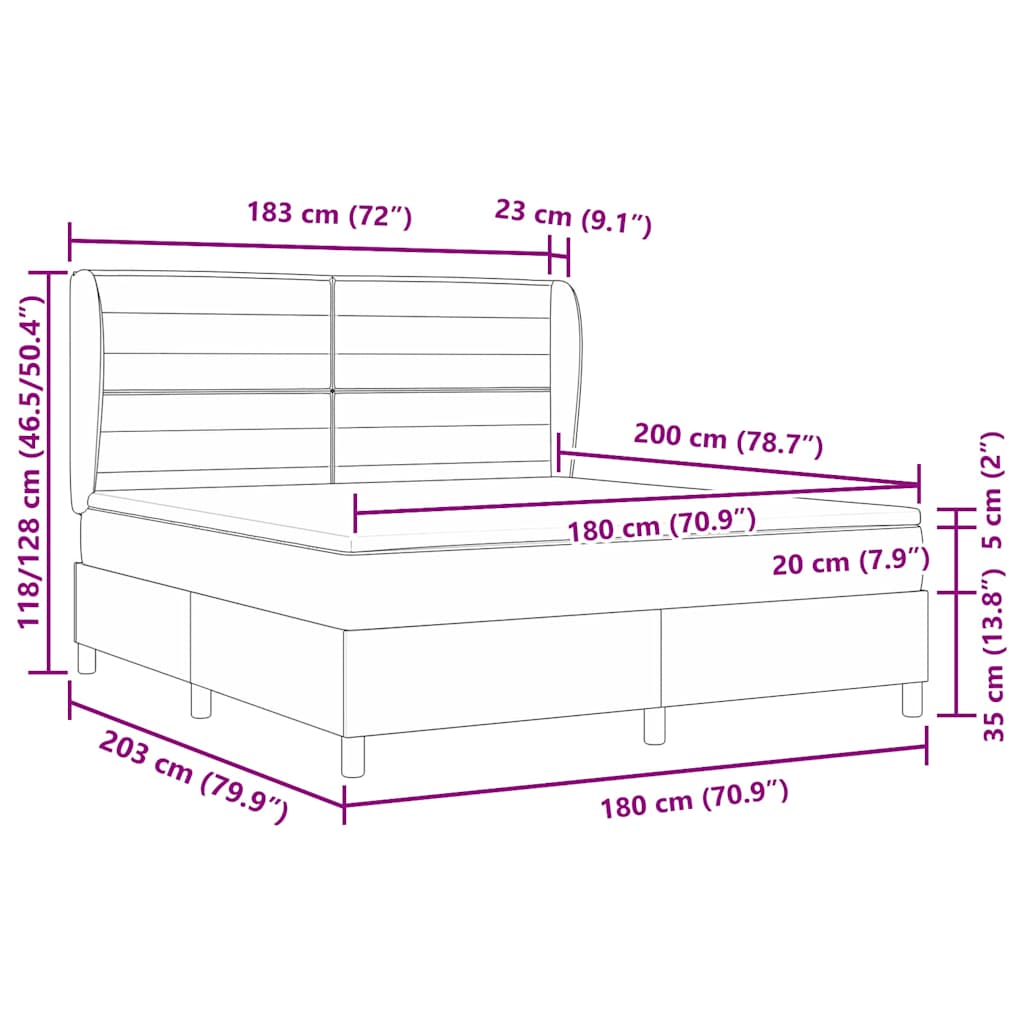 vidaXL Κρεβάτι με ελατήρια με στρώμα Μαύρο 180 x 200 cm ύφασμα
