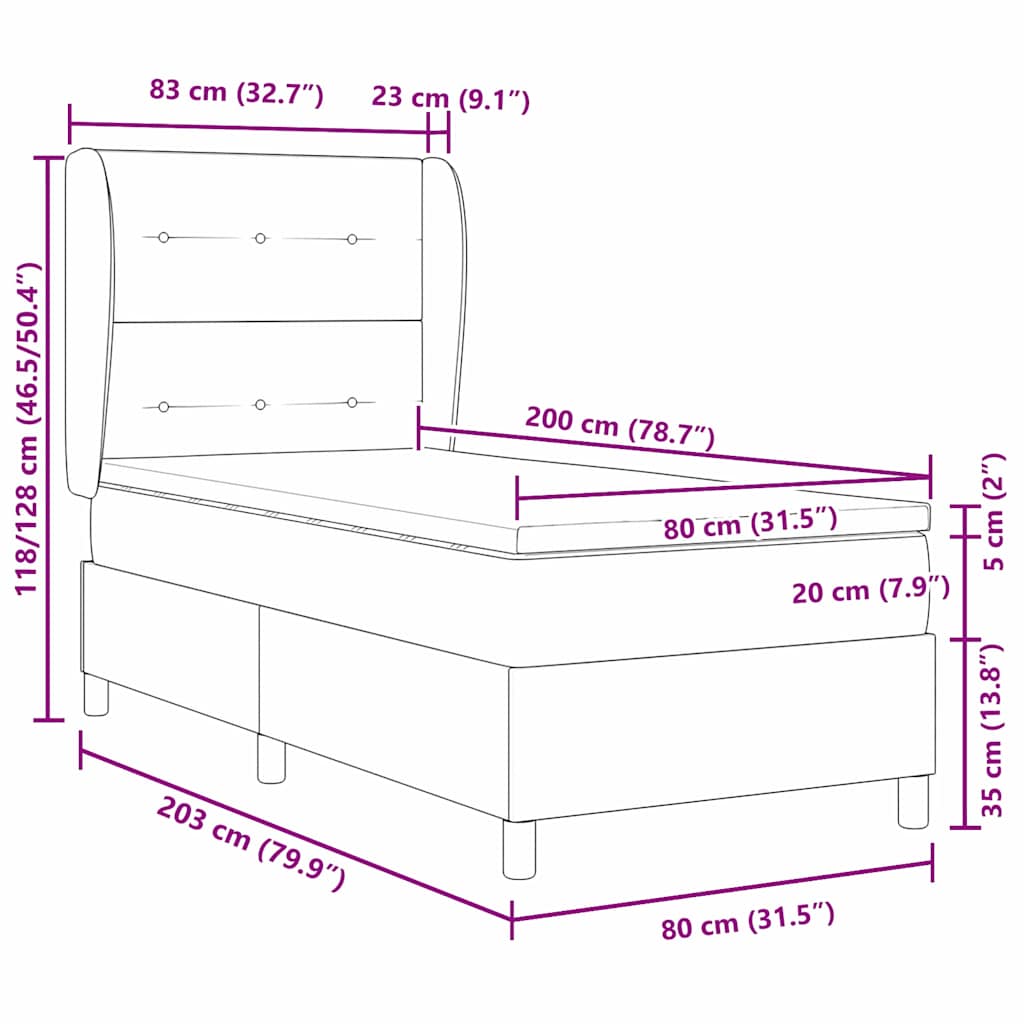 vidaXL Κρεβάτι με ελατήρια με κεφαλάρι Taupe 80 x 200 cm ύφασμα