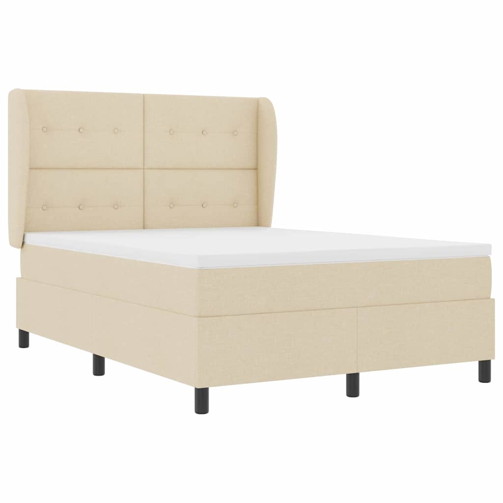 vidaXL Κρεβάτι με ελατήρια με κεφαλάρι Κρεμ 140 x 200 cm ύφασμα